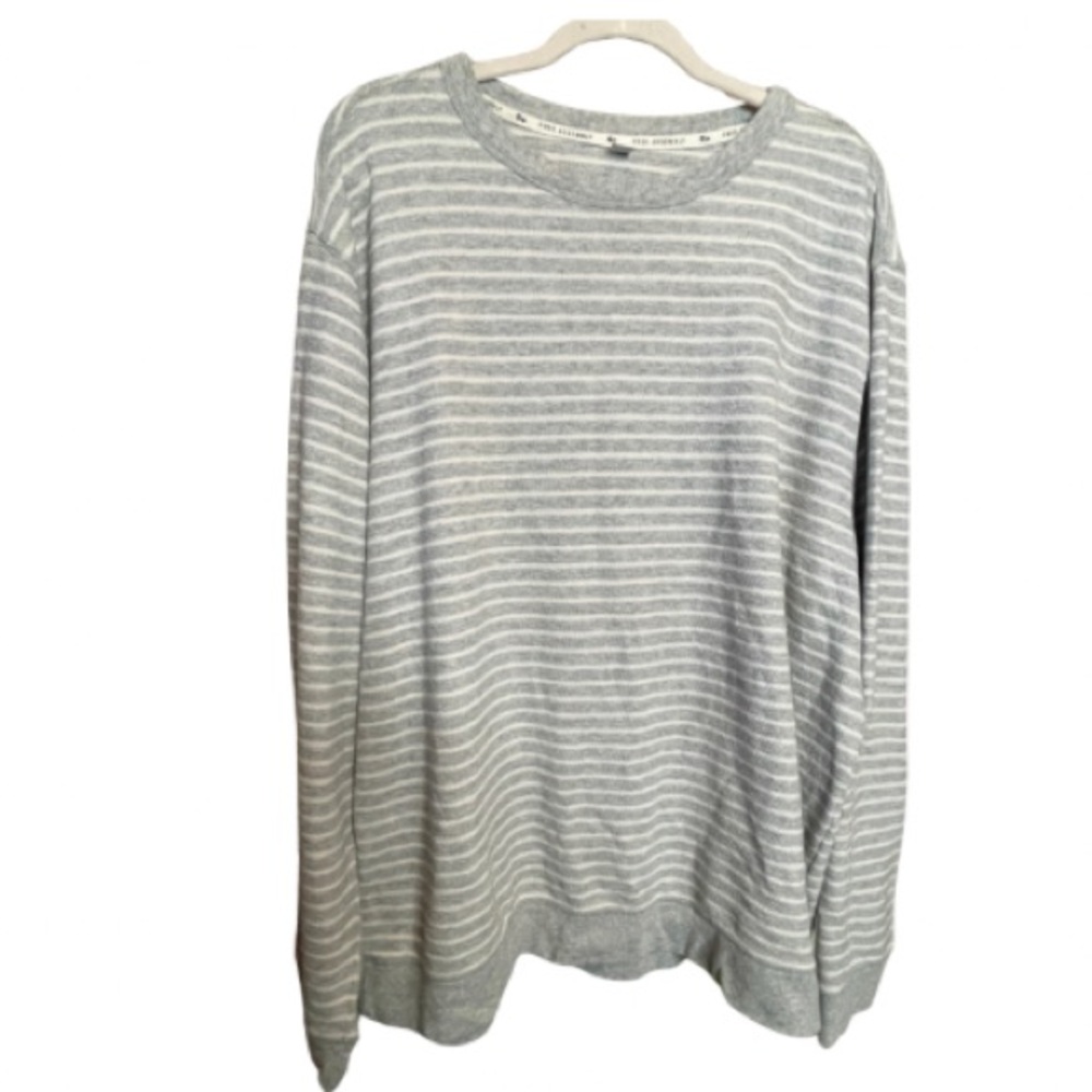 Free Assembly 3X strip long sleeve pullover. Gray and cream